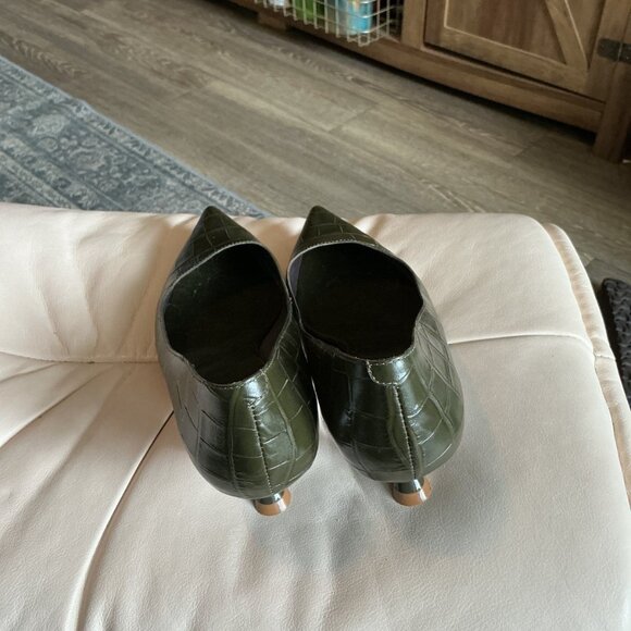 Jeffrey Campbell Olive Green Croc Toten Kitten Heels - Picture 3 of 5